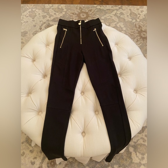 ZARA high waisted Black Pants Gold zipper detail sz XS - Picture 1 of 5